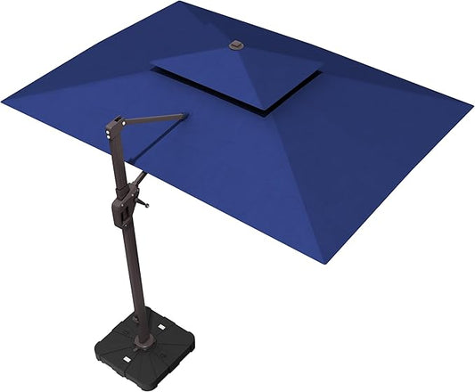 10' X 13' Patio Umbrella Outdoor Large Rectangle Offset Cantilever Umbrellas Double Top Heavy Duty Windproof with 360-degree Rotation for Pool Garden Deck