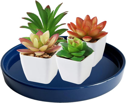 2 Pack Ceramic Plant Saucer Pot Tray 6 Inch, Planter Saucers 4 5 6 7 8 9 10 11 12 13 Inch for Indoors Outdoor, Durable Sturdy Flower Drainage drip Water Tray for Glazed Pots Base (6.4 Inch-Blue)