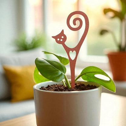 Plant Stakes Powder Paint Coating Garden Picks-Potting and Changing -Steel-Brown- Cat