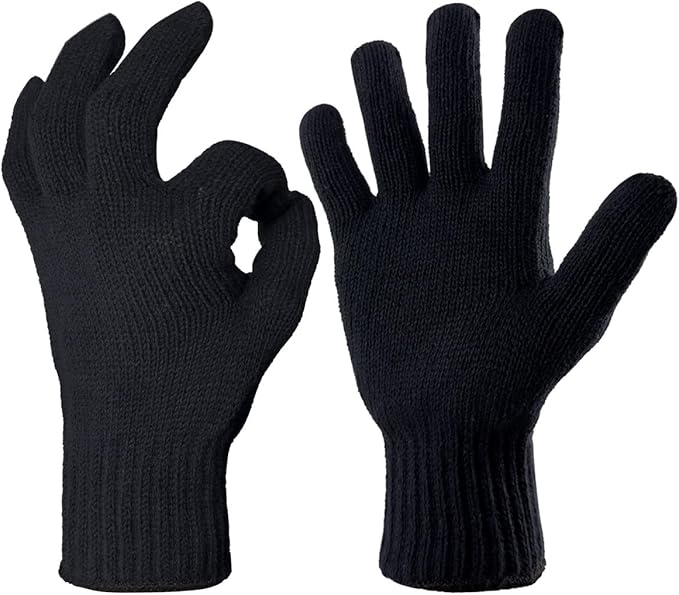 Evridwear Cotton Polyester String Knit Shell Safety Protection Work Gloves for Painter Mechanic Industrial Warehouse Gardening Construction Men & Women 12 Pairs, no Dots, Navy,Large