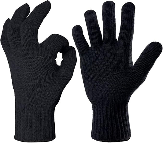 Evridwear Cotton Polyester String Knit Shell Safety Protection Work Gloves for Painter Mechanic Industrial Warehouse Gardening Construction Men & Women 12 Pairs, no Dots, Navy,Large