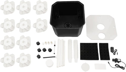 Eapmic Hydroponics Growing System Tower Garden, 10-Tier 50-Hole Vertical Planter with 45L Water Tank & Auto Watering, Indoor/Outdoor Hydroponic Garden Kit w/Wheels (White)