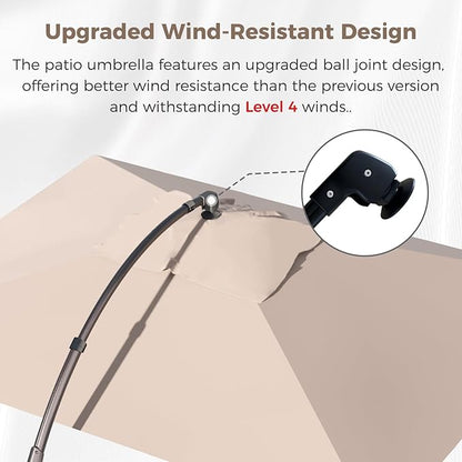 Grand patio 9x12 FT Cantilever Umbrella with Base & Cover Outdoor Aluminum Rectangle Offset Umbrellas for Deck Yard (Champagne, 9x12 FT)