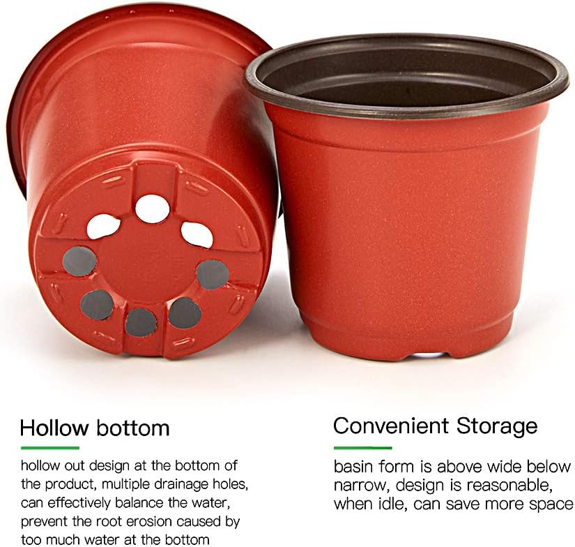 JERIA 200-Pack 4 Inch Plastic Nursery Pots Come with 200 Pcs Labels, Seedling Flower Plant Container and Seed Starting Pots