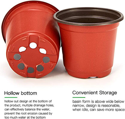 JERIA 100-Pack 6 Inch Plastic Nursery Pots Come with 100 Pcs Labels, Seedling Flower Plant Container and Seed Starting Pots