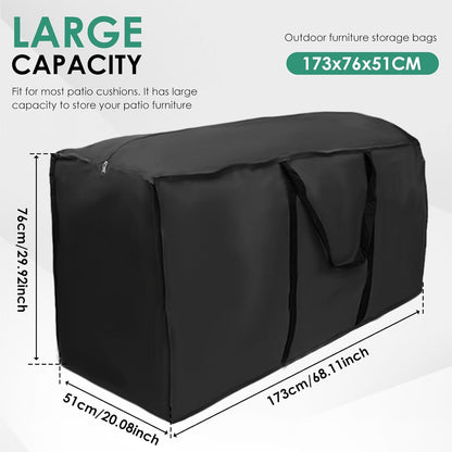 2 Pack Patio Furniture Storage Bag Extra Large Protective Cushion Cover with Zippered Waterproof for Patio Furniture with Zippers and Handles Size 68 inch L x 30 inch W x 20 inch H (2)