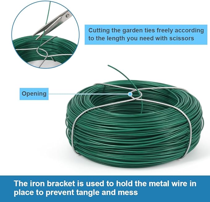 328 Feet Plant Twist Tie Plastic Coated Soft Garden Metal Wire 1mm Thin for Gardening, Home, Office (Green)