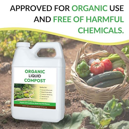 Organic Liquid Compost: Fast-Acting Alternative to Messy and Smelly Composting | Compost Tea Concentrate Perfect for Brewing Compost Teas (1 Gallon, Treats Up to 20,000 Sq.Feet)
