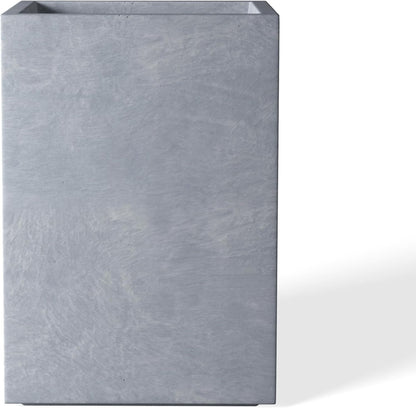 Kante 18.5" H Tall Rectangular Concrete Planters, Outdoor Indoor Lightweight Plant Pots with Drainage Hole and Rubber Plug, Modern Style for Home Garden Patio, Slate Gray