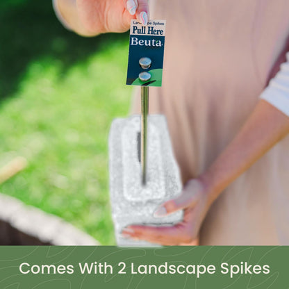 Beuta Landscape Edging | Garden Edging Border | Faux Stone Blocks for Lawn Edging, Flower Beds & Yard Edging – 4 Pack | Each Section Has 6 Blocks 48" L x 4" W x 6.5" H | 8 Spikes | Limewash