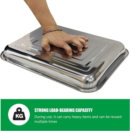 Stainless Metal Trays, Stainless Steel Seed Starter Carry Tray Fit 54 Cell Plug Tray, Nursery Seedling Pots Water Collection Transplantation (11.6 inch×15.2 inch, 1.45" Height, 10-Pack)