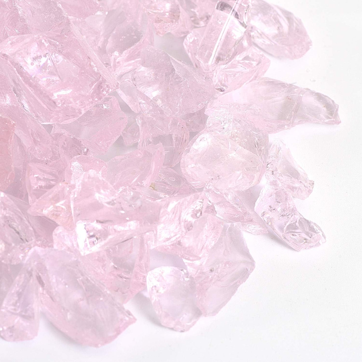 High Luster Reflective Fire Glass Gravel,Fire Gems,Fire Drops,Fire Glass Pebbles Stones Beads Chips for Fire Pit Fish Tank Aquarium Garden,1-2cm,540g/1.19lb (Pink)