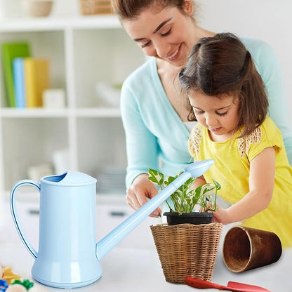 XXXFLOWER 1/2 Gallon Small Indoor Plant Watering Can, 2L Long Spout Removable Nozzle Flower Watering Pot for Office House Indoor Garden（Blue, 67 oz）