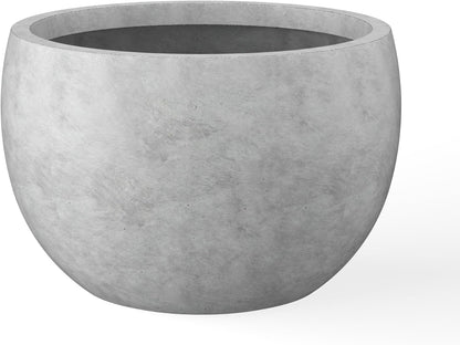 Kante 19.9" Dia Round Concrete Planter, Outdoor/Indoor Large Bowl Plant Pots with Drainage Hole and Rubber Plug for Garden Patio Balcony Home, Natural Concrete