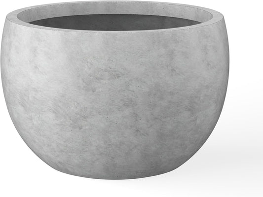 Kante 19.9" Dia Round Concrete Planter, Outdoor/Indoor Large Bowl Plant Pots with Drainage Hole and Rubber Plug for Garden Patio Balcony Home, Natural Concrete