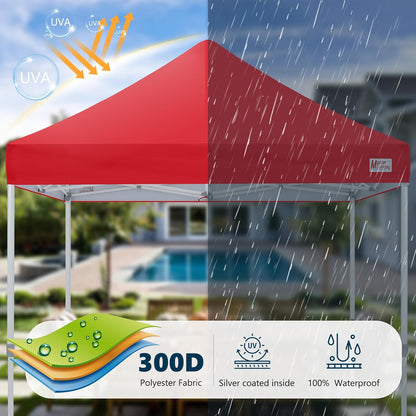 MASTERCANOPY Pop Up Canopy Tent Commercial Grade 10x10 Instant Shelter (Red)