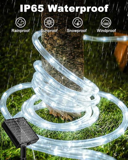 btfarm 2 Pack Solar Rope Lights Outdoor, 120LED 46FT Solar String Lights Outside Waterproof, 8 Lighting Modes Tree Tube Fairy Light Solar Powered for Garden Christmas Yard Party Decoration, Cool White