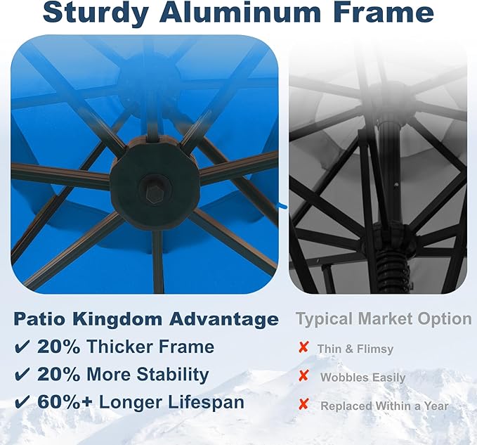 12FT Cantilever Umbrella with Base Large Curvy Outdoor Aluminum Offset Umbrella w/ 360° Rotation, UV Resistant Canopy for Patio, Garden, Backyard, Royal Blue