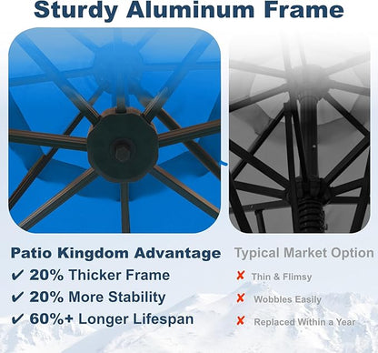 12FT Cantilever Umbrella with Base Large Curvy Outdoor Aluminum Offset Umbrella w/ 360° Rotation, UV Resistant Canopy for Patio, Garden, Backyard, Royal Blue