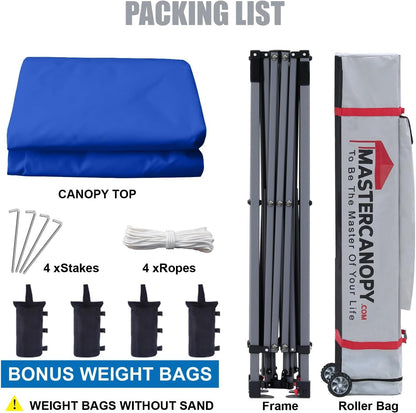 MASTERCANOPY Heavy Duty Pop-up Canopy Tent with Sidewalls (10x10,Blue)