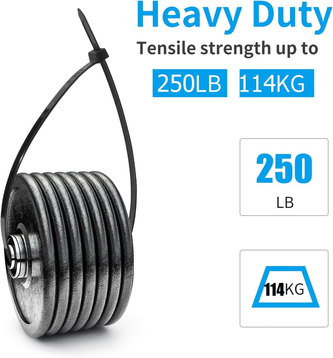 XINGO 20 inch Black Zip Ties Heavy Duty 40 PCS, 250 LBS Ultra Strong Plastic Wire Ties, Large Cable Ties Extra Long Tie Wraps, Indoor and Outdoor UV Resistant