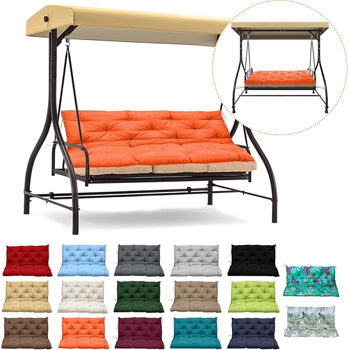 Replacement Cushions for Outdoor Swing, Outdoor Cushions for Patio Furniture with Backrest, Waterproof Thicken 4" Porch Swing Cushions, for Outdoor Patio Garden Furniture(Orange 40 * 47 in)