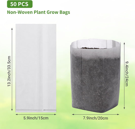 GREANER Degradable Grow Bags, 12.6"x13.4" Plant Bags for Home Garden Greenhouse Supplies, 50-Pack Large Fabric Pots for Vegetable Flower Fruits Potato Tomato Garden Seed Starting