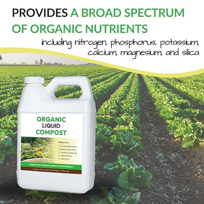 Organic Liquid Compost + Pump: Fast-Acting Alternative to Messy and Smelly Composting | Perfect for Brewing Compost Teas (1 Gallon + Pump, Treats Up to 20,000 Sq.Feet)