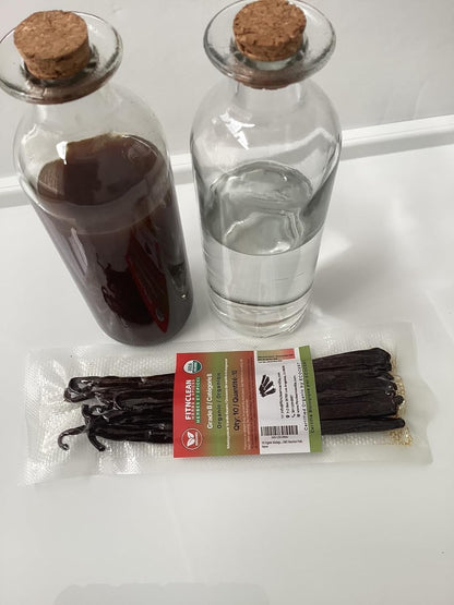 10 Organic Madagascar Vanilla Beans Grade B. Certified USDA Organic 5.5"-7" for Extract and Cooking by FITNCLEAN VANILLA| Whole NON-GMO Bourbon Pods