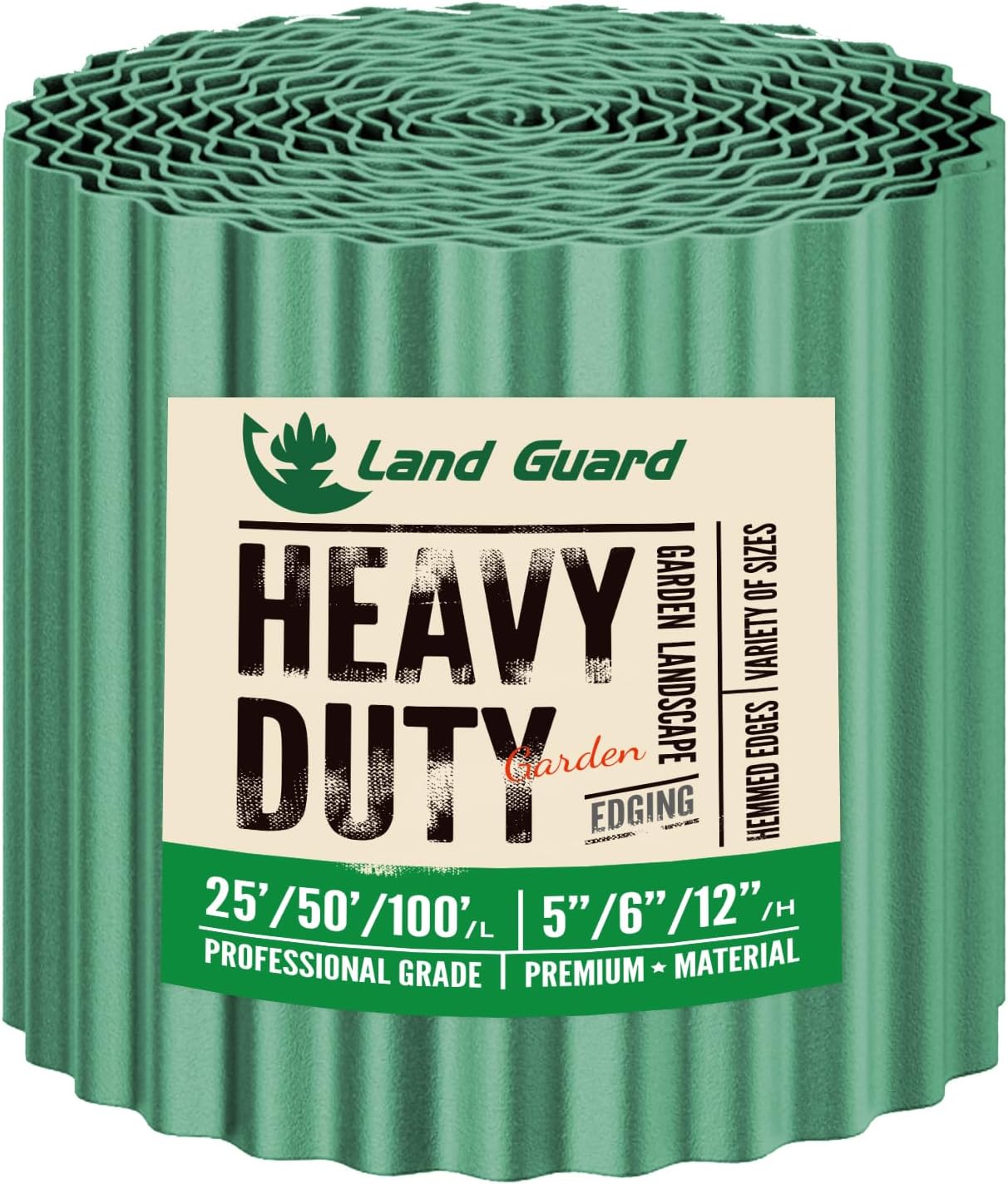 Land Guard Corrugated Metal Garden Edging, 12"×50Ft Steel Landscape Edging, Corrugated Metal Yard Edging Borders, Steel Edging for Landscaping, Garden Fence, Lawn, Flower Bed (Olive-Green)