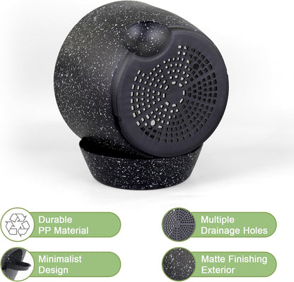 12/10/9 inch Large Self Watering Pots, Planter, Plant Pots with Mesh Drainage Holes for Indoor Outdoor Garden Plants, Plastic Flower Pots with Removable Deep Reservoir, Speckled Black