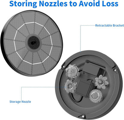 AISITIN 3.5W Solar Water Fountain with Storage & Integrated Bracket, Floating Solar Fountain Pump with Nozzles for Bird Bath, Garden, Pond, Pool, Aquarium and Outdoor