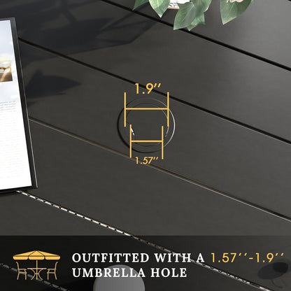 VICLLAX 5 Pieces Patio Dining Set for 4, Outdoor Furniture Set Includes 37.8" Square Outdoor Table and 4 Stackable Patio Sling Chairs, Black Tabletop and Blue Fabric