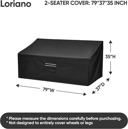 Loriano 3-Seater Patio Sofa Covers, 100% Waterproof Perfect Fit for Outdoor Sofa Covers, Oxford Fabric Lawn Patio Furniture Loveseat Covers 79W x 37D x 35H inches