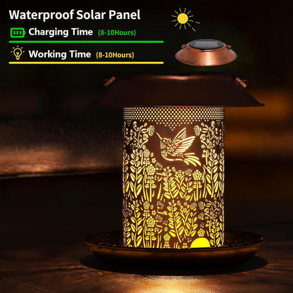 Bird Feeders for Outdoors Hummingbird Garden Decor Mothers Day Birthdays Gifts for Women Mom Grandma Solar Lanterns Outdoor Waterproof Metal Solar Decoration OutsideLED Lanterns for Yard, Patio Deals