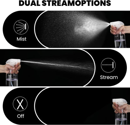 Glass Spray Bottles with Silicone Sleeve, 2 Pack 16.9oz Refillable Containers with Adjustable Spray Nozzles, Empty Spray Bottle for Cleaning Solutions, Hair, Plants (Blue+Grey)