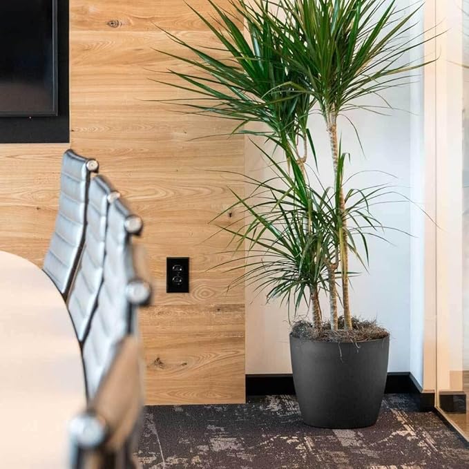 Memphis 18" Round Indoor Floor Planter Pot – Lightweight & Durable Plastic, Modern Design, Made in USA, Recyclable Large Plant Container for Home & Office Décor (White)