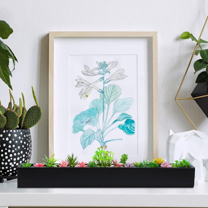 32 x 3.5 x 3.5 Inch Long Rectangular Planter Box Window Sill Plant Box Metal Water Trough Indoor Large Modern Steel with Drainage Holes Herb Garden Home(Black)