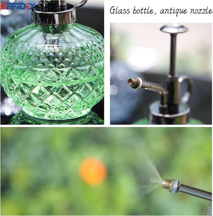 OFFIDIX Plant Mister, Mister Spray Bottle for Plants,Glass Spray Bottles with Plastic Bronze Plastic Top Pump,300ML Small Watering Can for Gardening, Cleaning (Light Green)