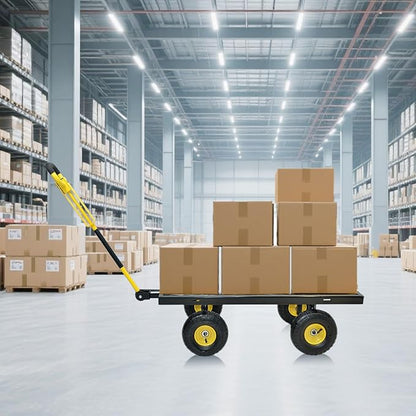 950 lbs Steel Garden Cart, Heavy Duty Yard Utility Wagon with 10" Pneumatic Tires, Removable Mesh Sides and 180° Rotating Anti-Slip 2-in-1 Convertible Handle