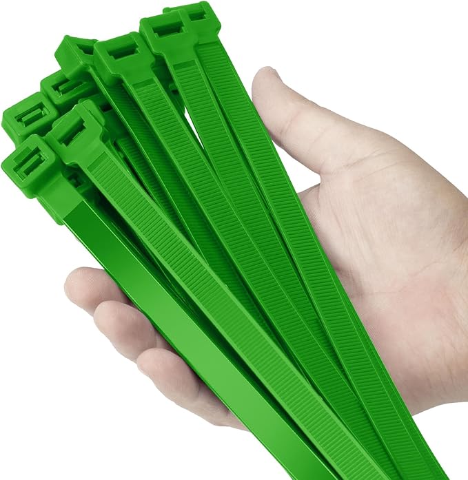 24 inch Green Zip Ties Heavy Duty 50 PACK, 250 LBS Ultra Exclusive Strong Plastic Wire Ties, Large Cable Ties Extra Long Tie Wraps, Indoor and Outdoor UV Resistant