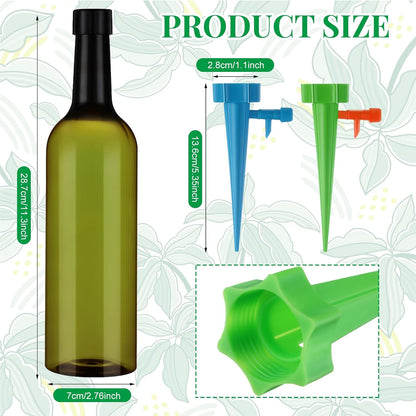 8 Set Plant Watering Devices with Self Watering Spikes and 26 oz Plastic Bottles Plant Waterer Devices with Adjustable Control Valve Switch Indoor Outdoor (Green)