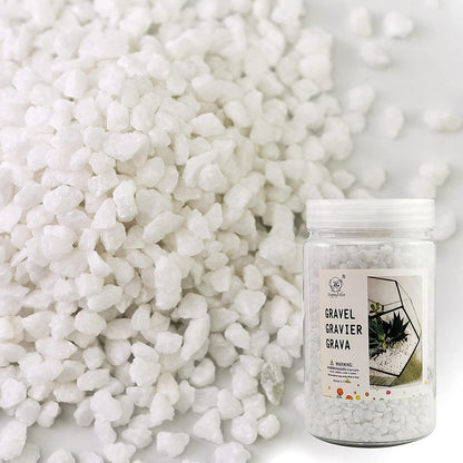 HappyFiller Succulent Cactus Soil Cover Gravels,Indoor Plants Decorative Small Rock,2-5mm Natural White Stones for Aquarium Fish Tank,Grow Media Cultivation Hydroponic Pebbles,1.1 LB