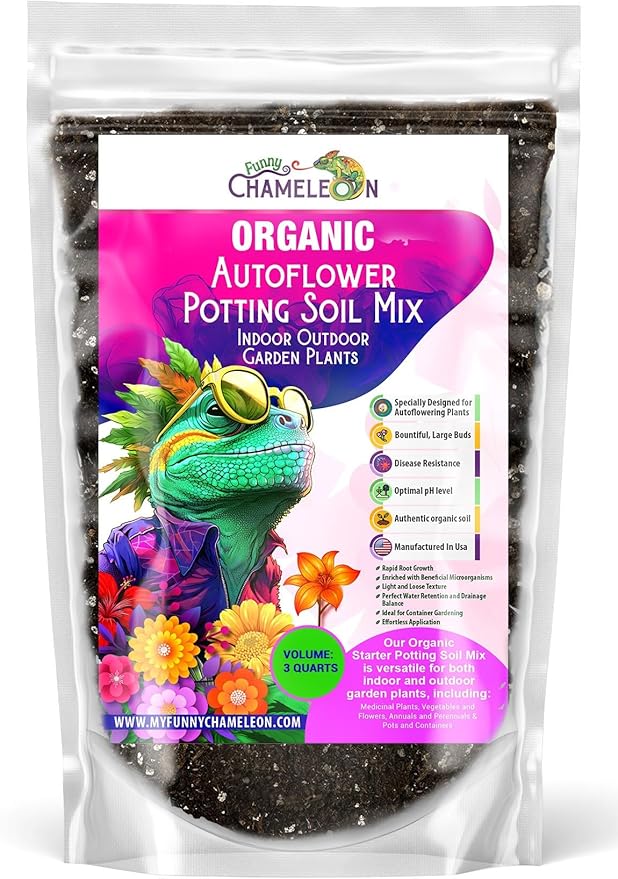 Organic Autoflower Potting Soil Mix – Ready-to-Use Living Soil, No Fertilizers Needed – Balanced Nutrients, Light Texture, Excellent Drainage, Boosts Germination & Root Growth (3 quarts)