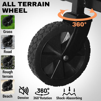 Collapsible Wagon 352LBS Capacity, Foldable Large Carts, Heavy Duty Outdoor Folding Cart with All-Terrain Wheels, Utility Garden Beach Wagon with Storage Bag Black