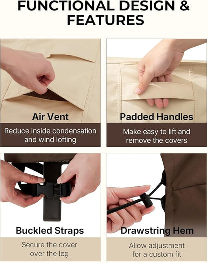 loriano Patio Furniture Cover Set, 4 Piece Outdoor Furniture Cover Waterproof, 600D Heavy Duty Lawn Patio Set Covers (Large)