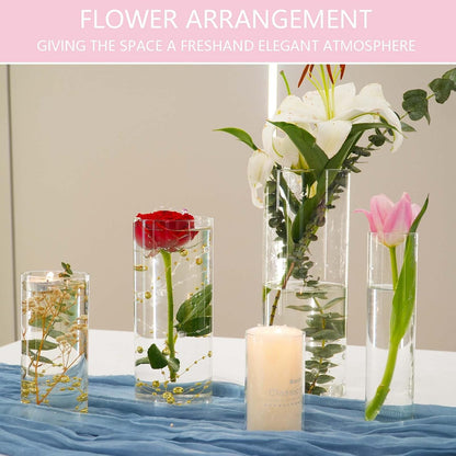 30pcs 11.8Inch Large Size Glass Vase Cylinder for Centerpieces Small Flower Glass Clear Home Decor Centerpiece Table Flower Vase Decorations for Wedding＆Holiday 6,7.9,10,10,11.8Inch Tall