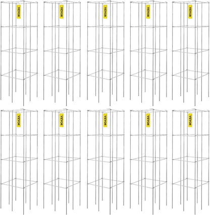 VEVOR Tomato Cages, 11.8" x 11.8" x 46.1", 10 Packs Square Plant Support Cages, Silver PVC-Coated Steel Tomato Towers for Climbing Vegetables, Plants, Flowers, Fruits