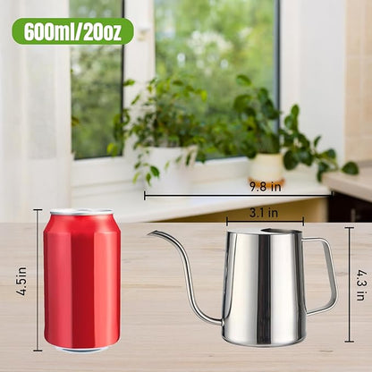 Watering Can for Indoor Plants, Indoor Watering Can with Long Spout and Handle Rust-Proof 304 Stainless Steel Material (600ml/20oz)