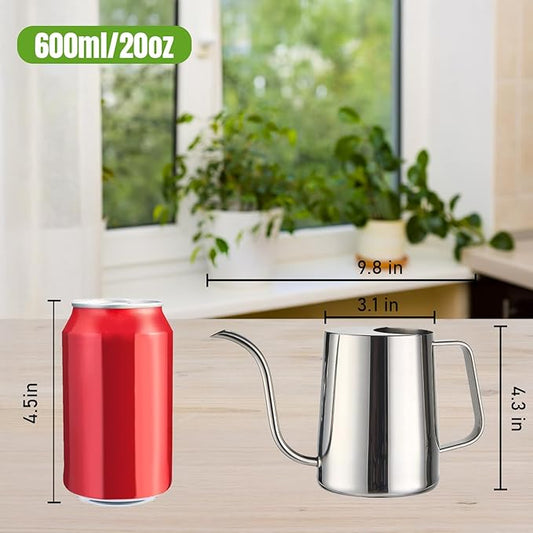 Watering Can for Indoor Plants, Indoor Watering Can with Long Spout and Handle Rust-Proof 304 Stainless Steel Material (600ml/20oz)